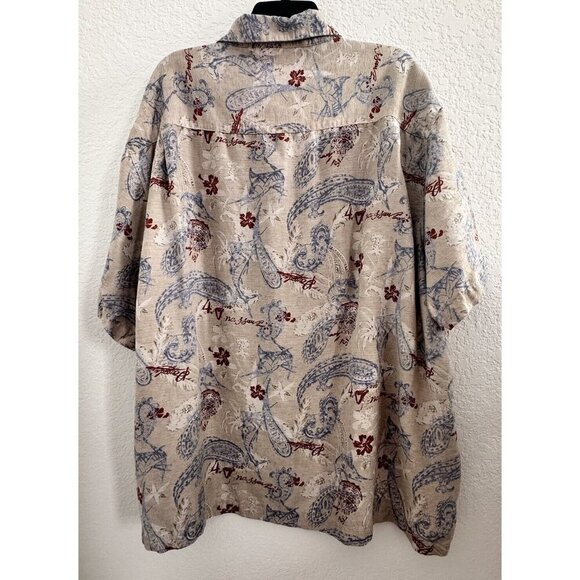 Caribbean Silk Blend Men's 3X Hibiscus Nassau Paisley Shirt Button Up S/Sleeve‎ - Picture 4 of 11